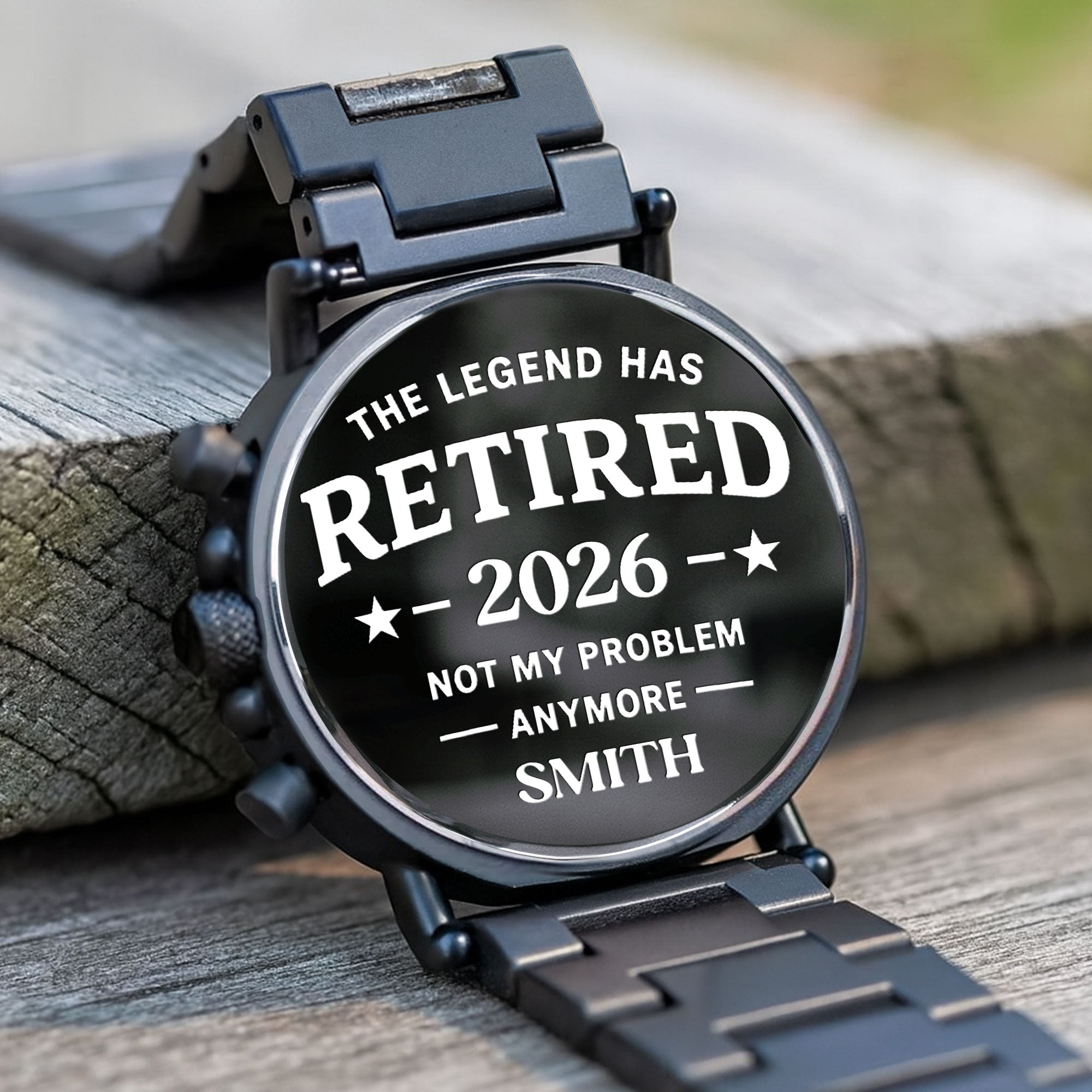 Personalized Engraved Wooden Watch Retirement Gift for Dad