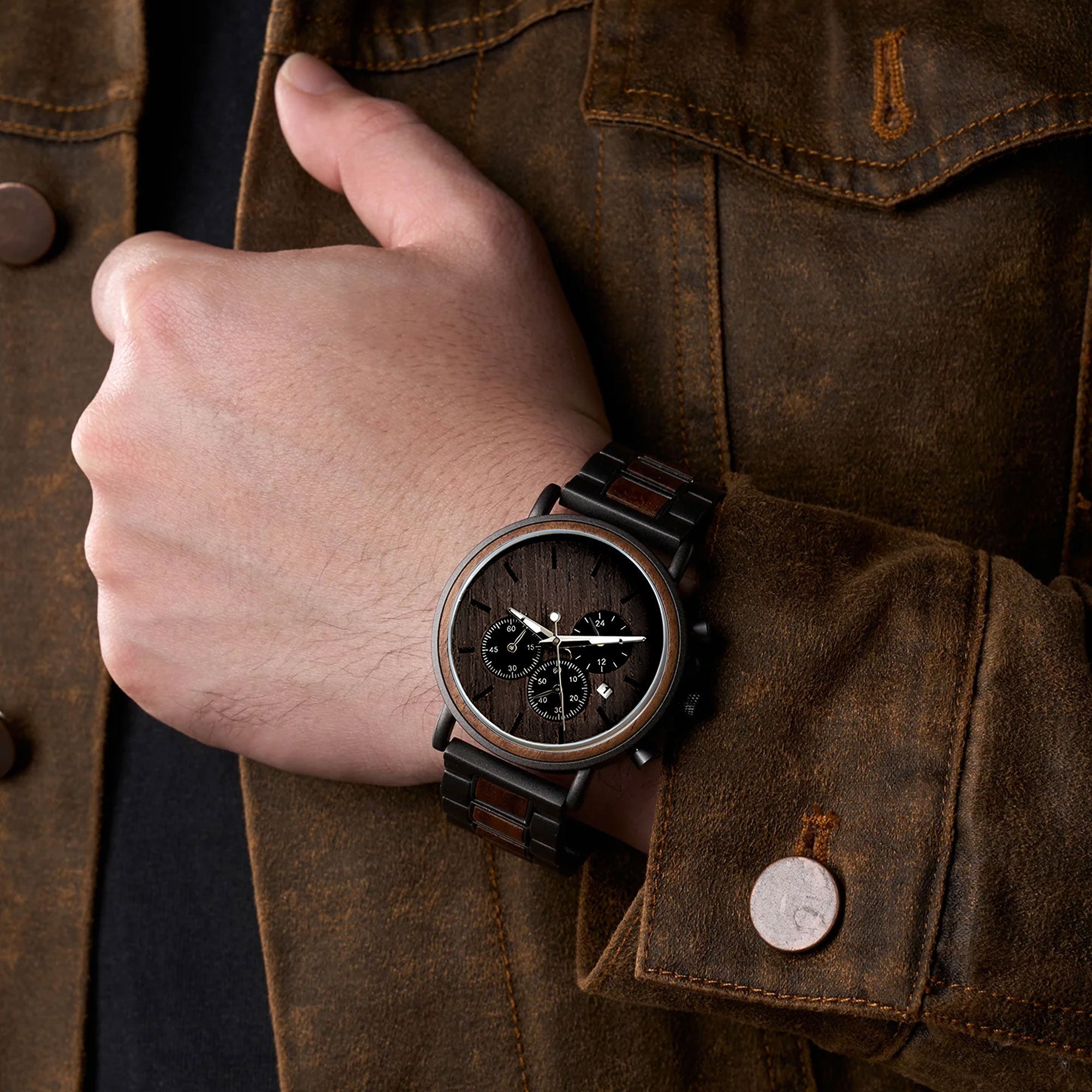 Personalized Engraved Wooden Watch Retirement Gift for Dad