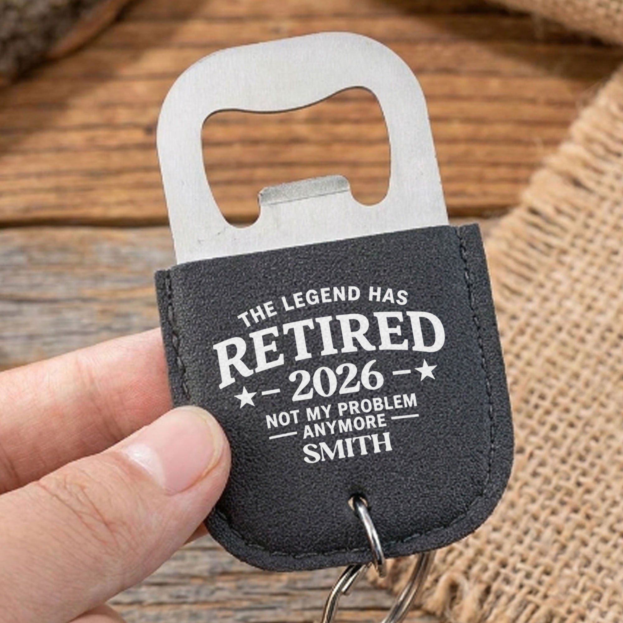 Personalized Leather Bottle Opener Keychain Custom Gift for Dad