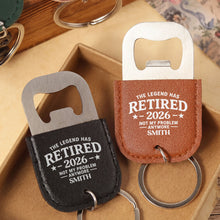 Load image into Gallery viewer, Personalized Leather Bottle Opener Keychain Custom Gift for Dad

