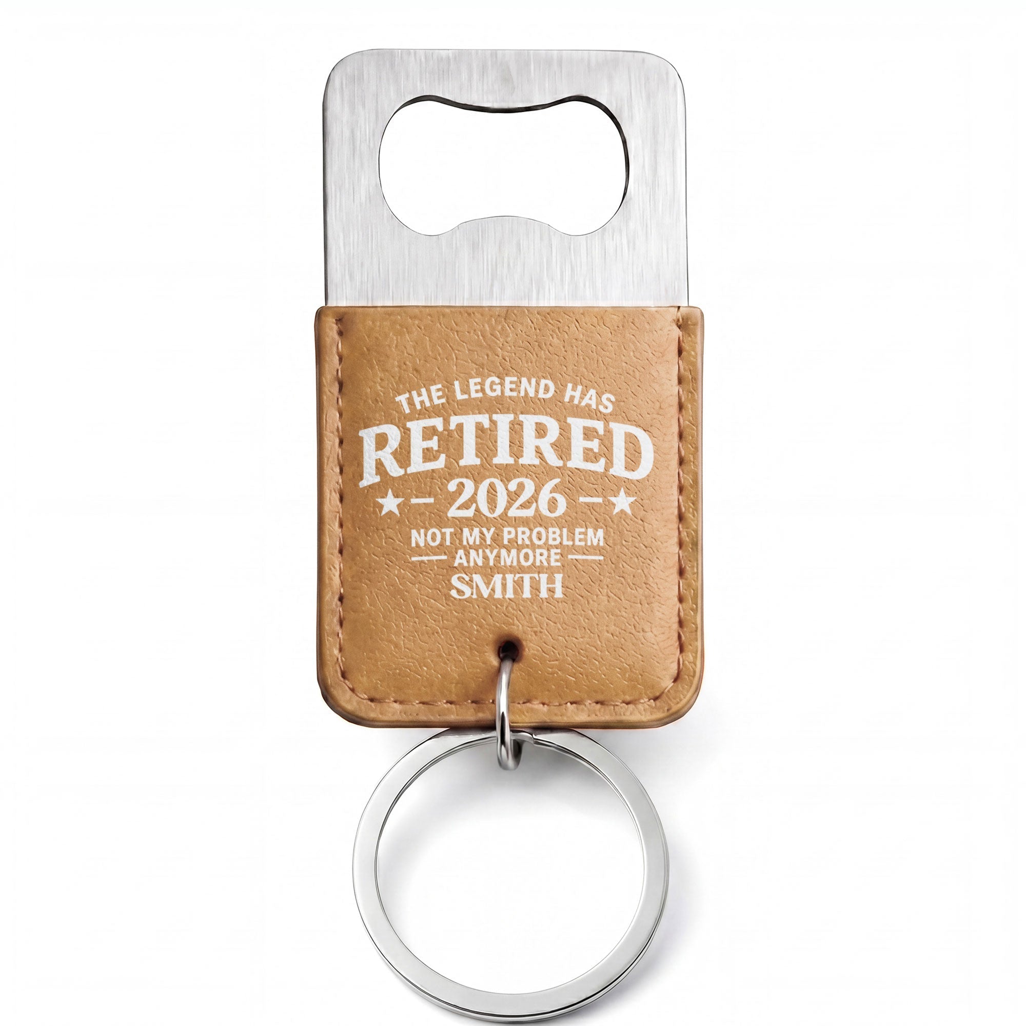 Personalized Leather Bottle Opener Keychain Custom Gift for Dad