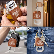 Load image into Gallery viewer, Personalized Leather Bottle Opener Keychain Custom Gift for Dad
