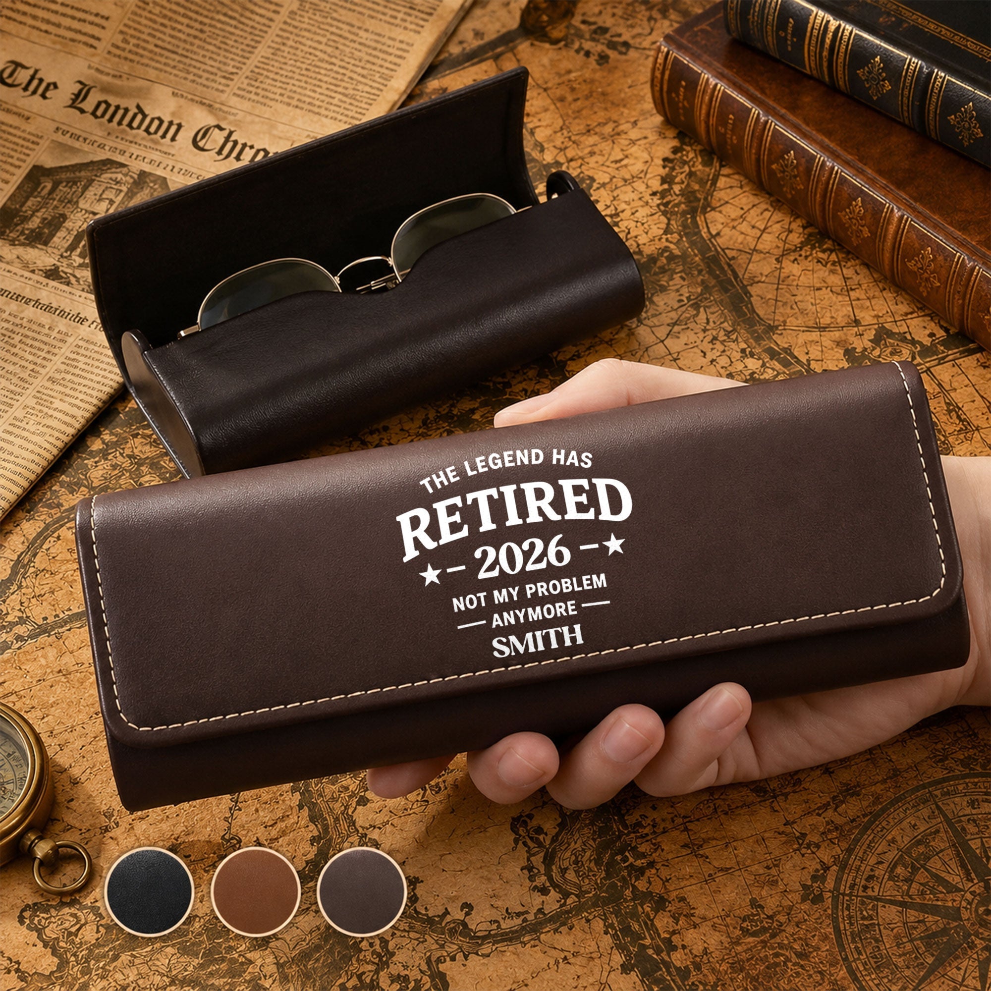Personalized Leather Eyeglass Case Custom Name Gift for Dad