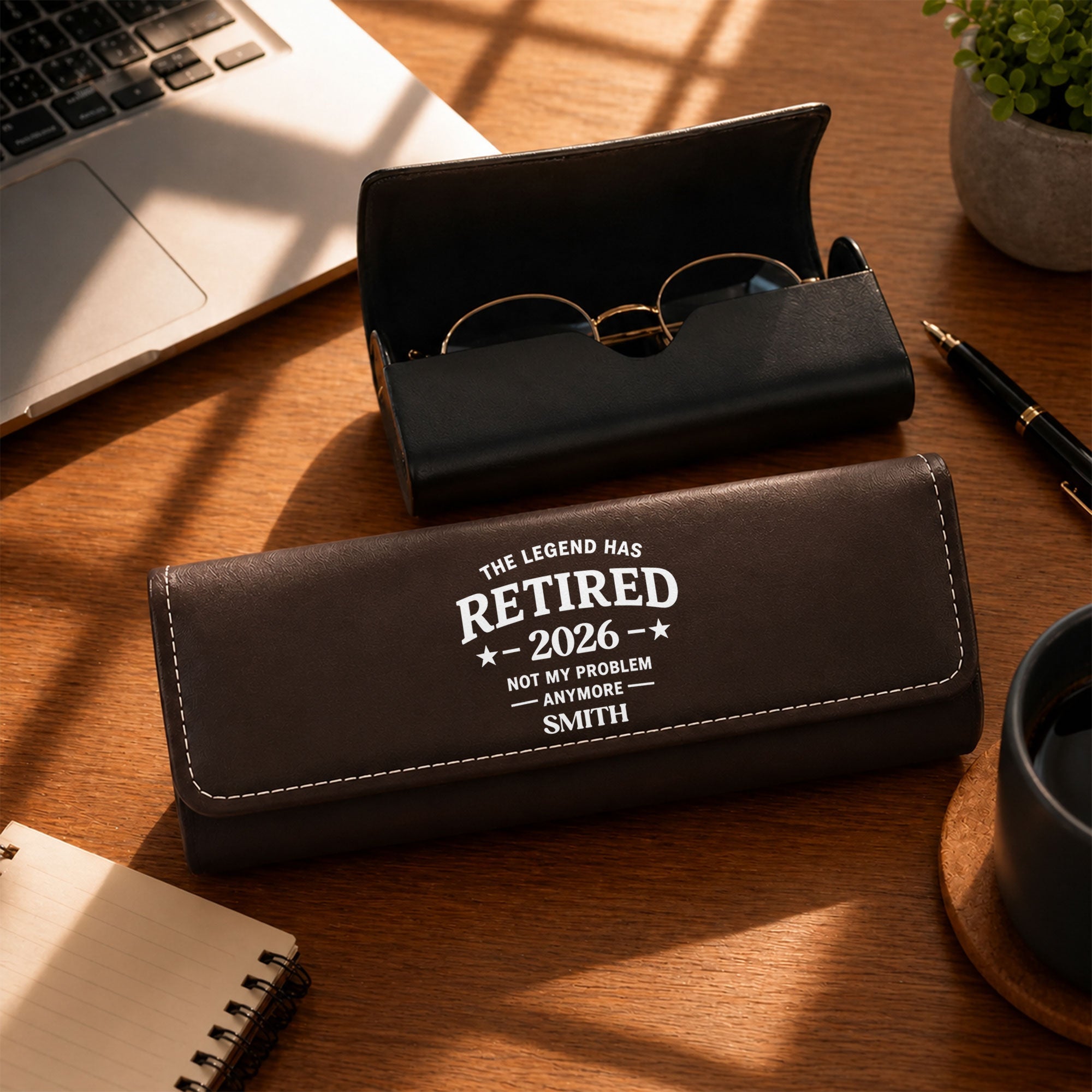 Personalized Leather Eyeglass Case Custom Name Gift for Dad