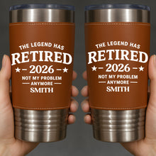 Load image into Gallery viewer, Personalized Leather Tumbler Custom Name Gift for Retirement
