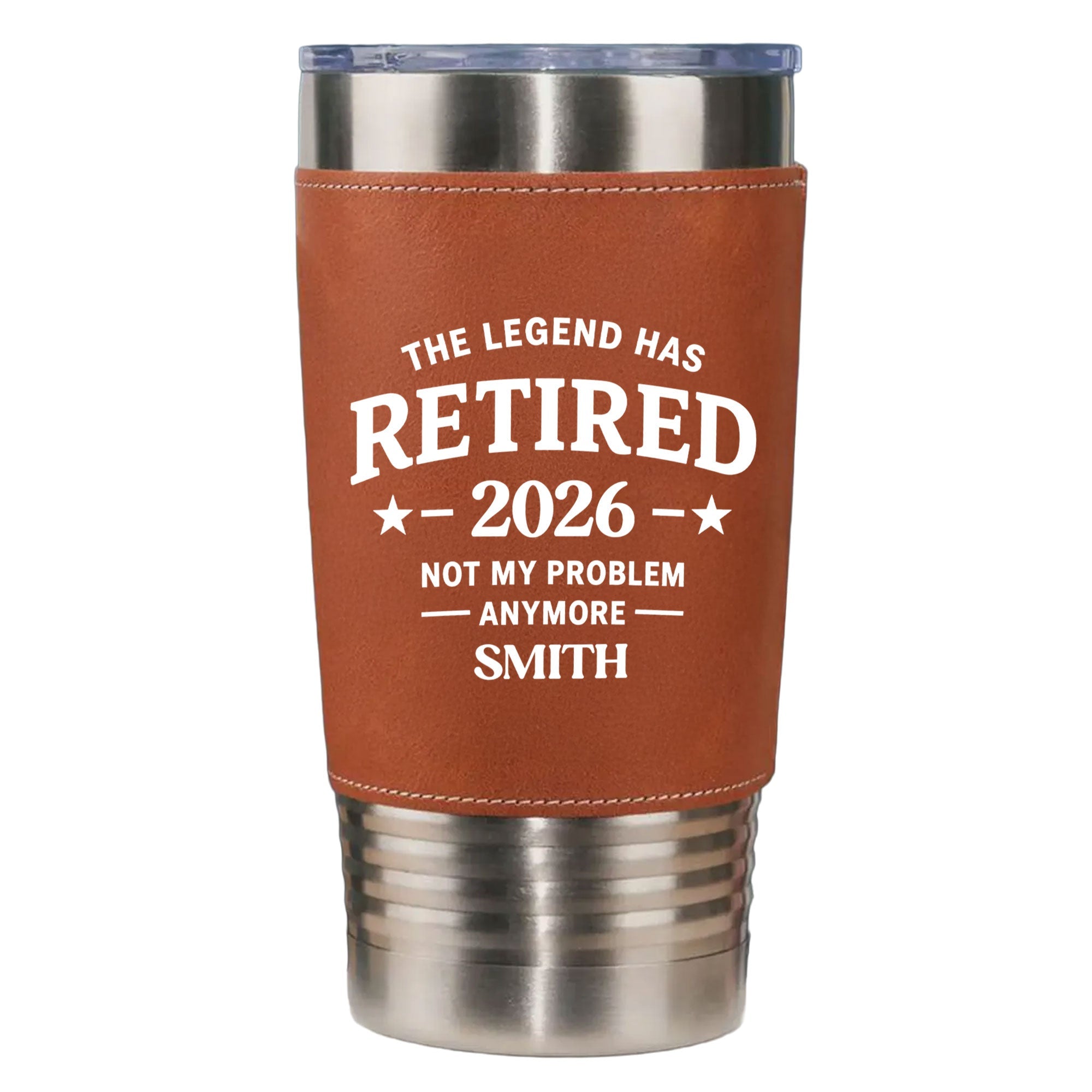 Personalized Leather Tumbler Custom Name Gift for Retirement