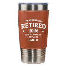 Load image into Gallery viewer, Personalized Leather Tumbler Custom Name Gift for Retirement
