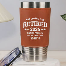 Load image into Gallery viewer, Personalized Leather Tumbler Custom Name Gift for Retirement
