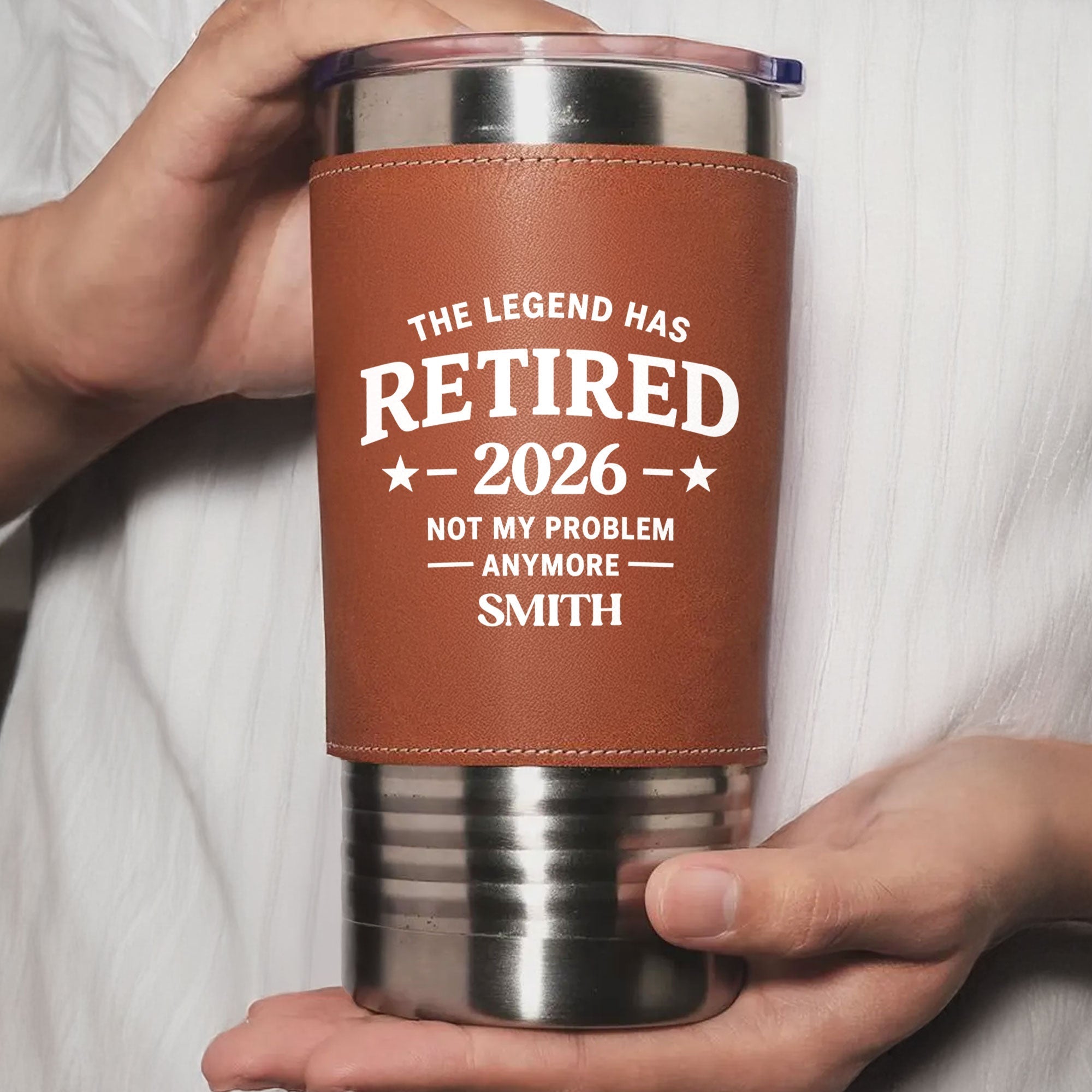 Personalized Leather Tumbler Custom Name Gift for Retirement