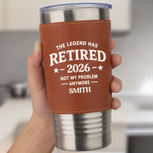 Load image into Gallery viewer, Personalized Leather Tumbler Custom Name Gift for Retirement
