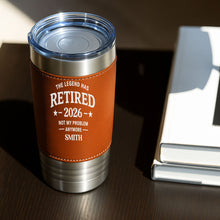 Load image into Gallery viewer, Personalized Leather Tumbler Custom Name Gift for Retirement
