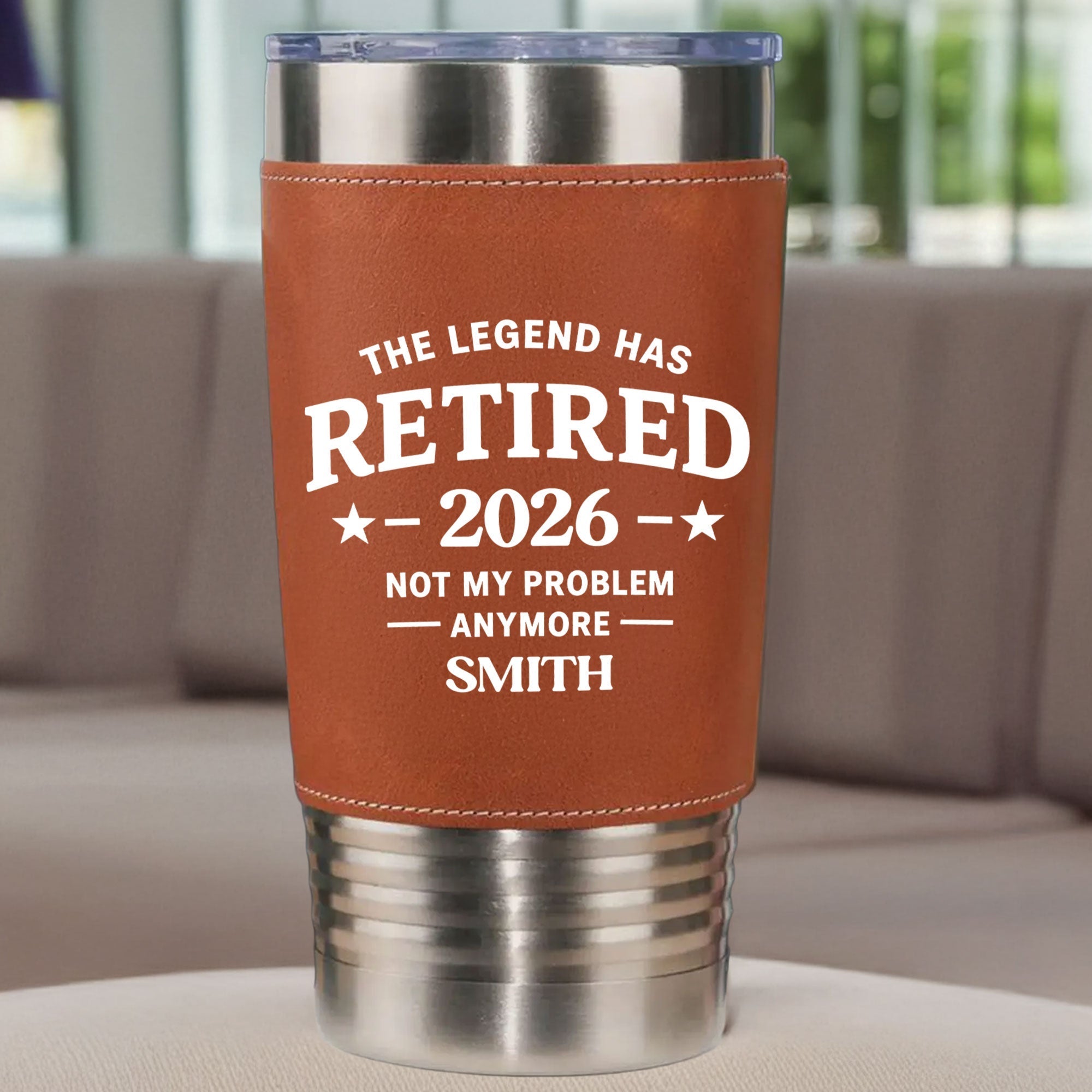 Personalized Leather Tumbler Custom Name Gift for Retirement