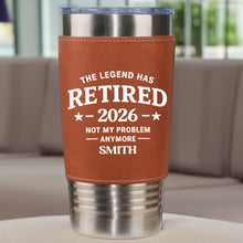 Load image into Gallery viewer, Personalized Leather Tumbler Custom Name Gift for Retirement
