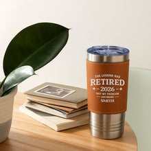 Load image into Gallery viewer, Personalized Leather Tumbler Custom Name Gift for Retirement
