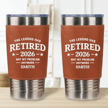 Load image into Gallery viewer, Personalized Leather Tumbler Custom Name Gift for Retirement

