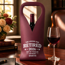 Load image into Gallery viewer, Personalized Leather Wine Bag Custom Name Gift for Retirement
