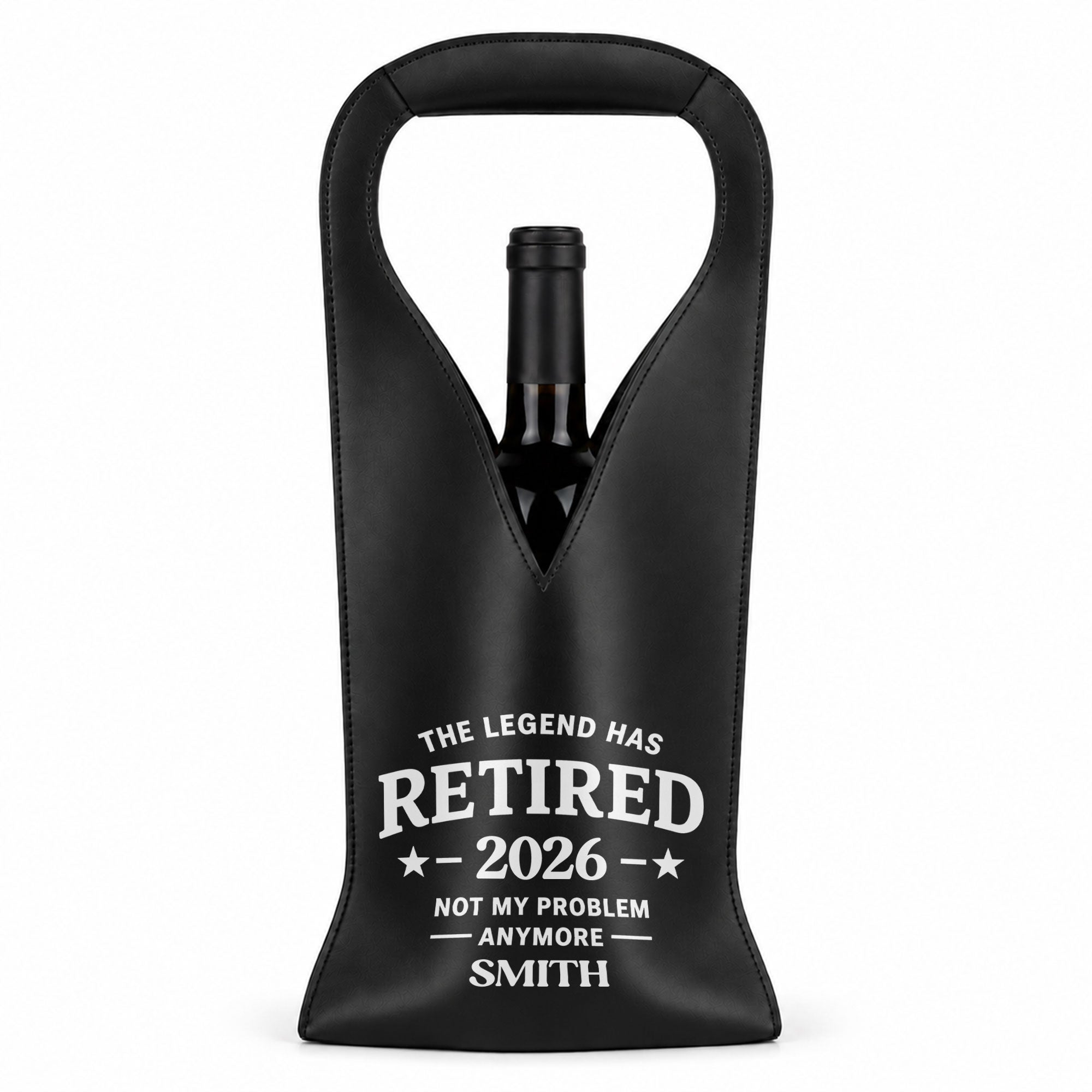 Personalized Leather Wine Bag Custom Name Gift for Retirement