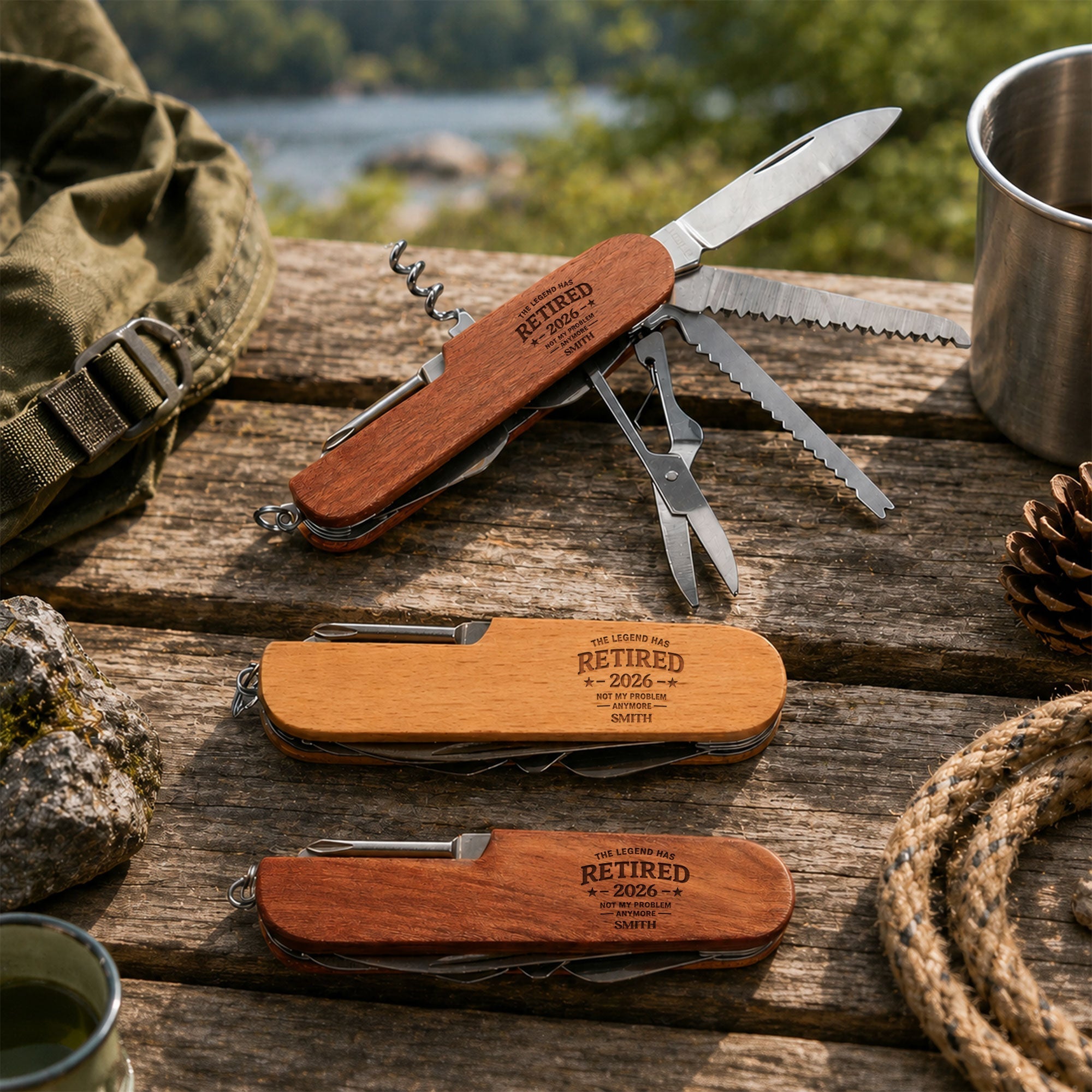 Personalized Wooden Multi Tool with Custom Name for Dad