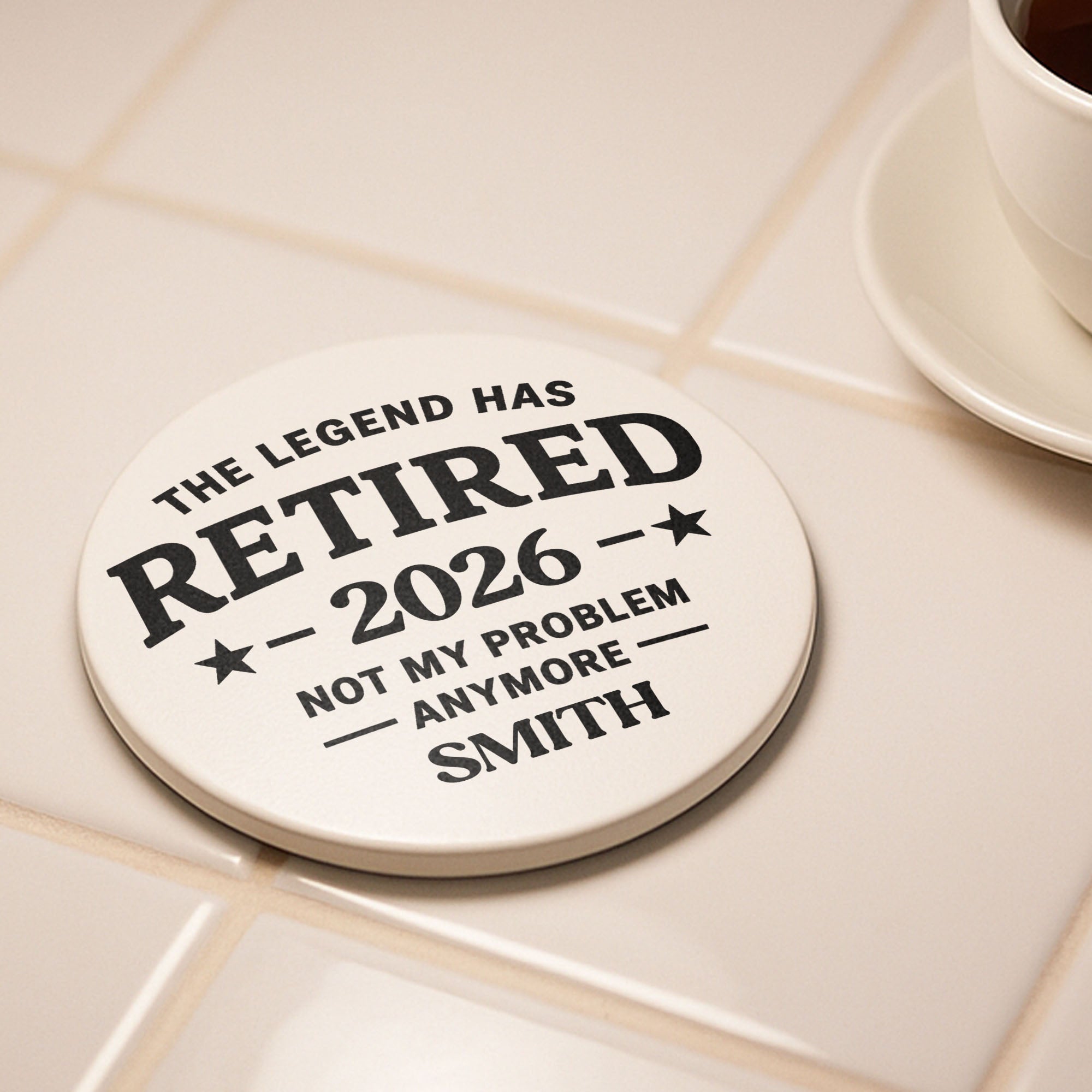 Personalized Ceramic Coaster Funny Retirement Gift for Dad