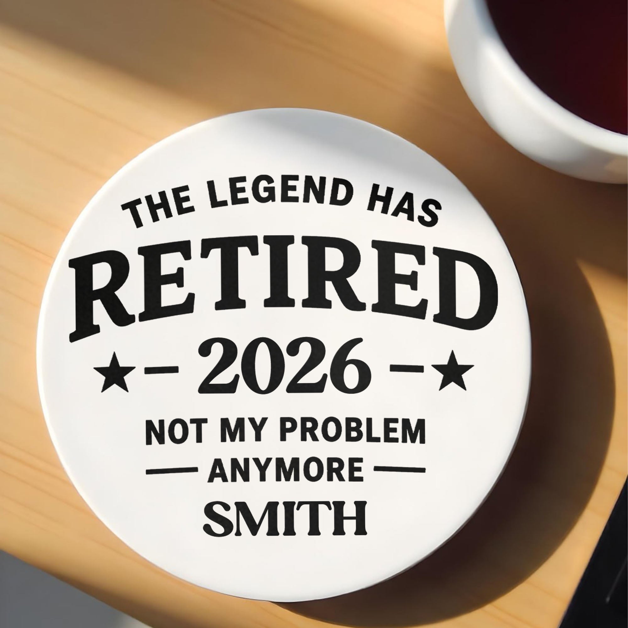 Personalized Ceramic Coaster Funny Retirement Gift for Dad