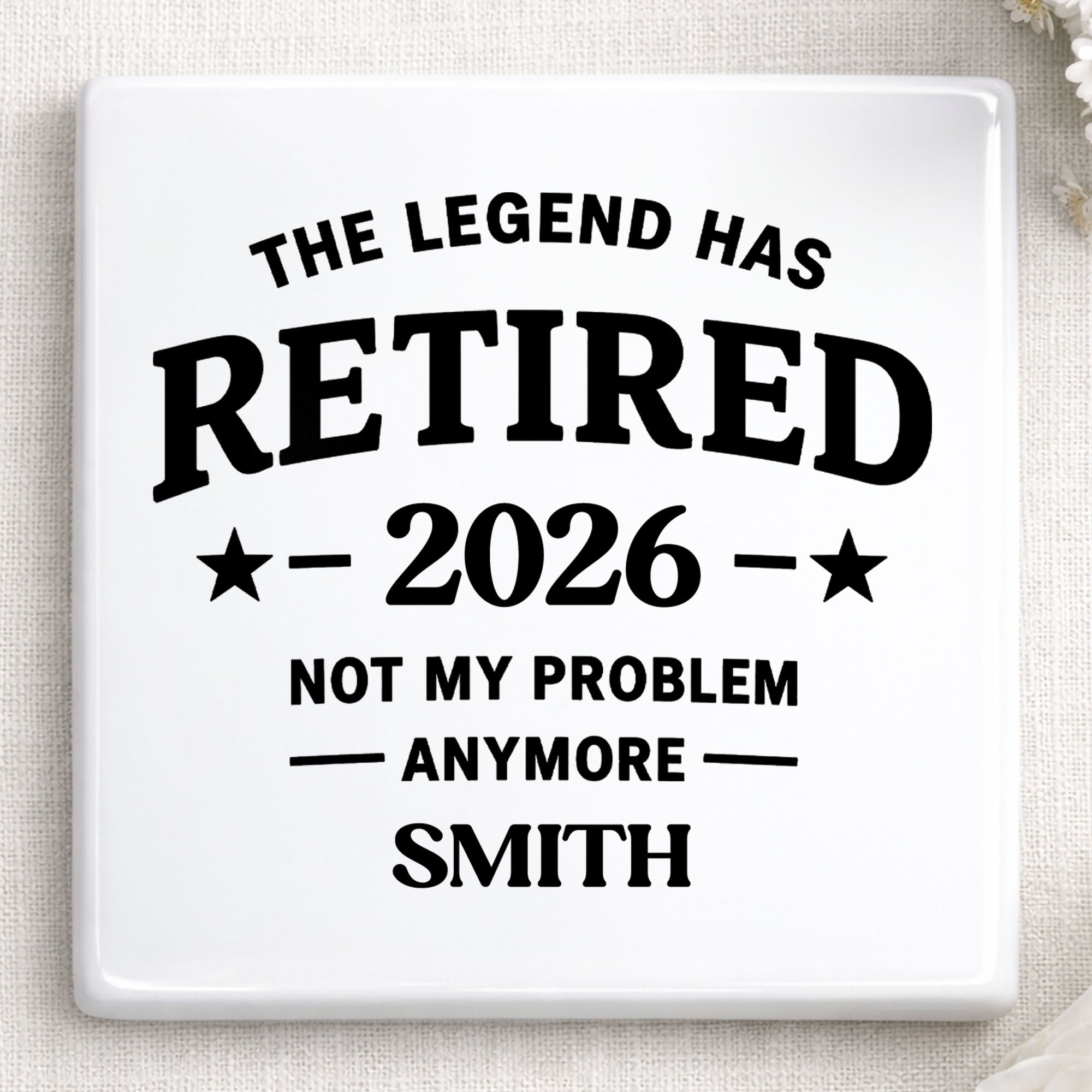 Personalized Ceramic Coaster Custom Name Retirement Gift