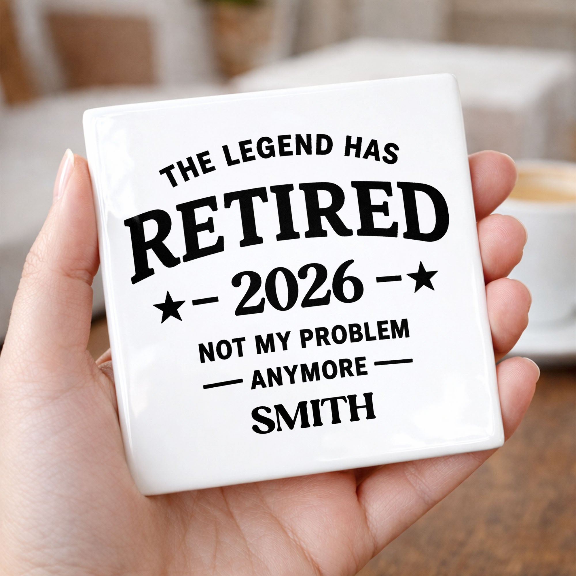 Personalized Ceramic Coaster Custom Name Retirement Gift
