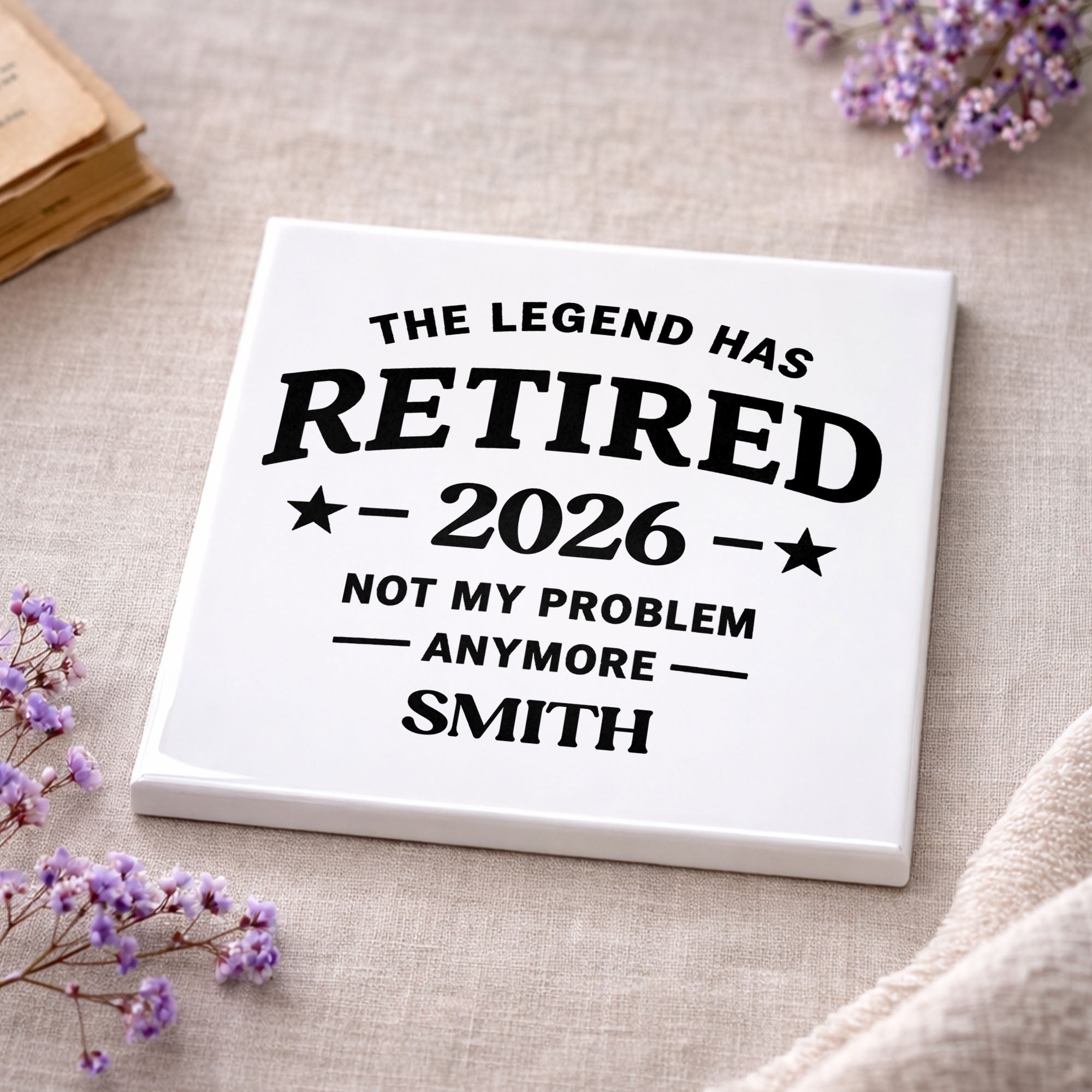 Personalized Ceramic Coaster Custom Name Retirement Gift