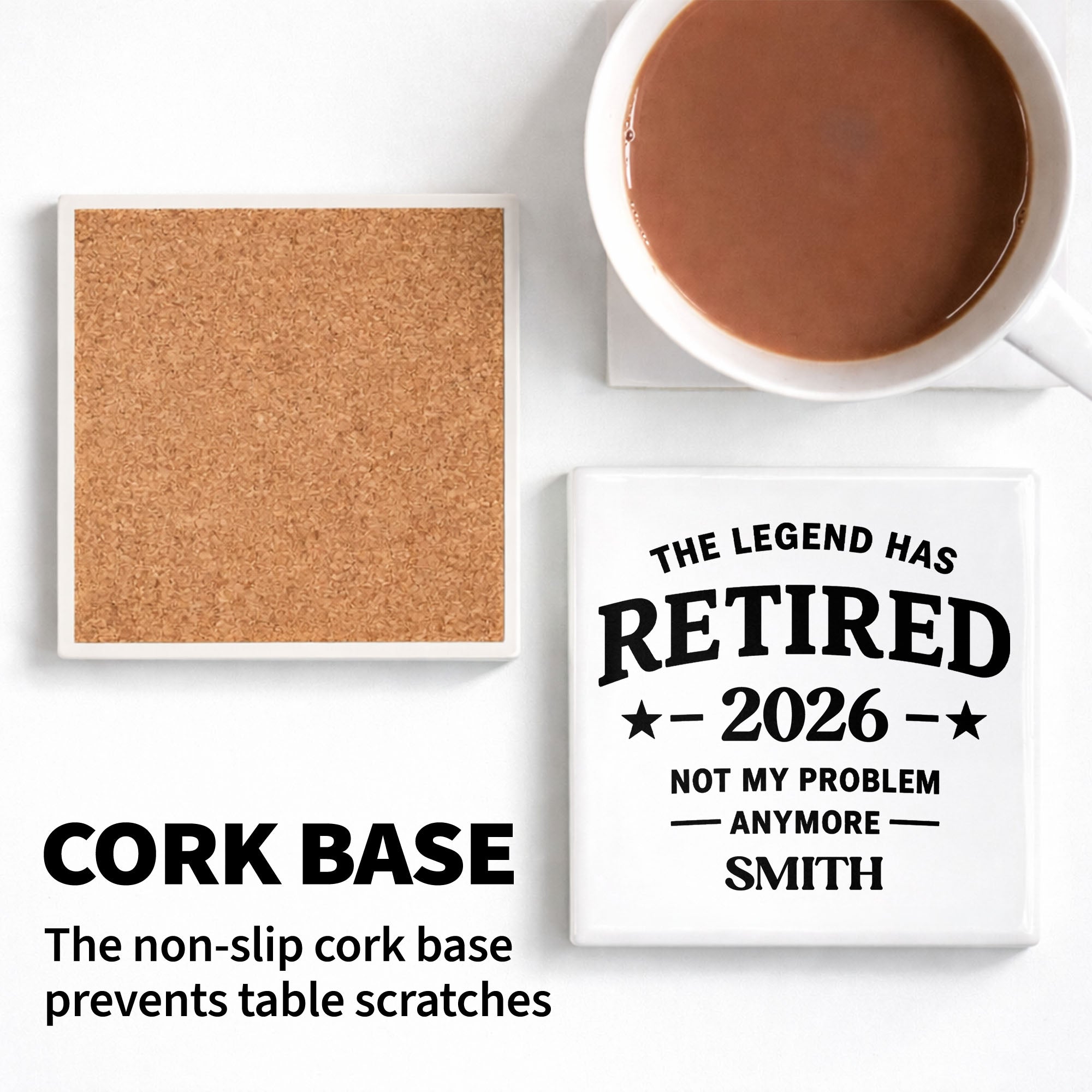 Personalized Ceramic Coaster Custom Name Retirement Gift
