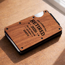 Load image into Gallery viewer, Custom Engraved Wooden Card Holder Gift for Dad, Retirement
