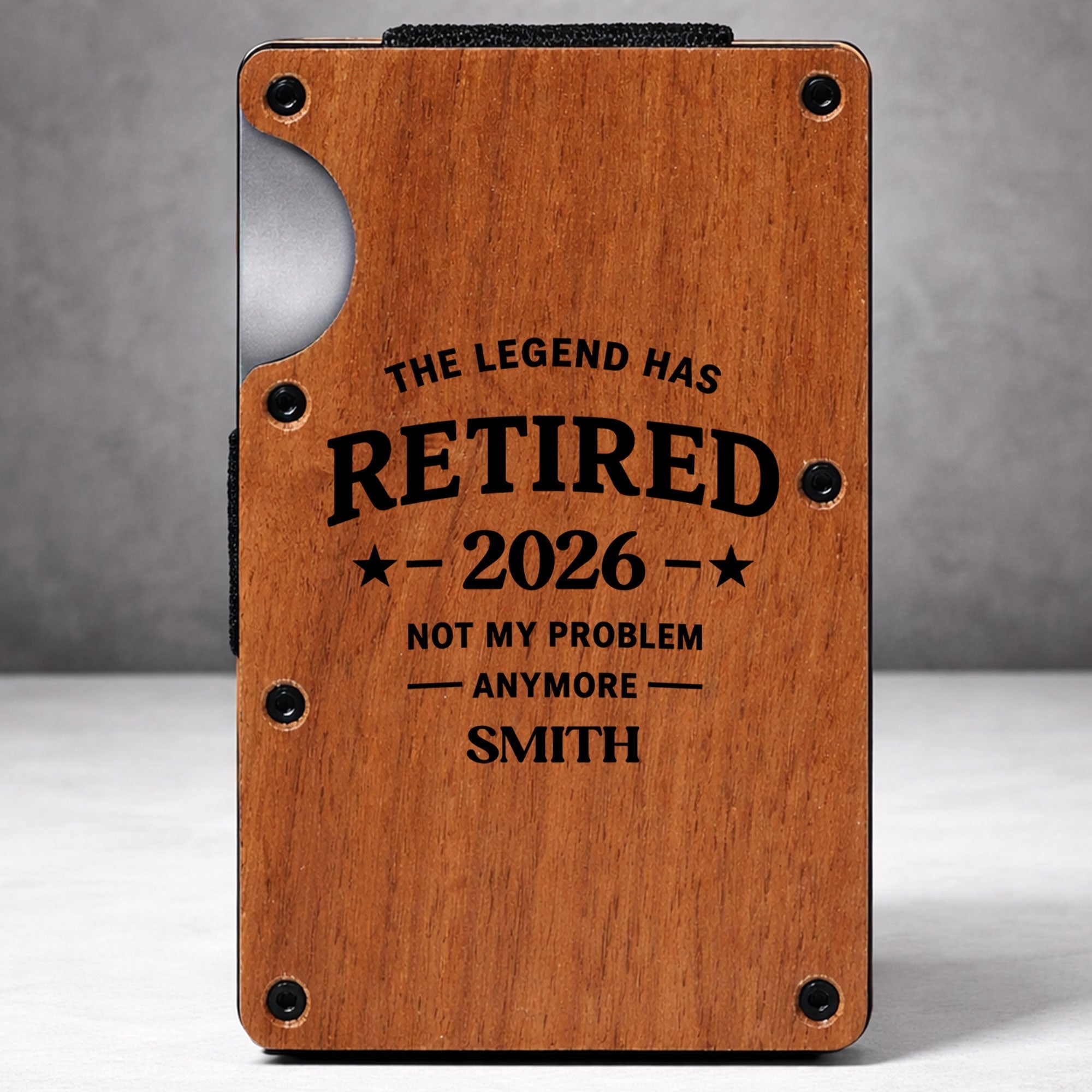 Custom Engraved Wooden Card Holder Gift for Dad, Retirement