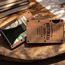 Load image into Gallery viewer, Custom Engraved Wooden Card Holder Gift for Dad, Retirement
