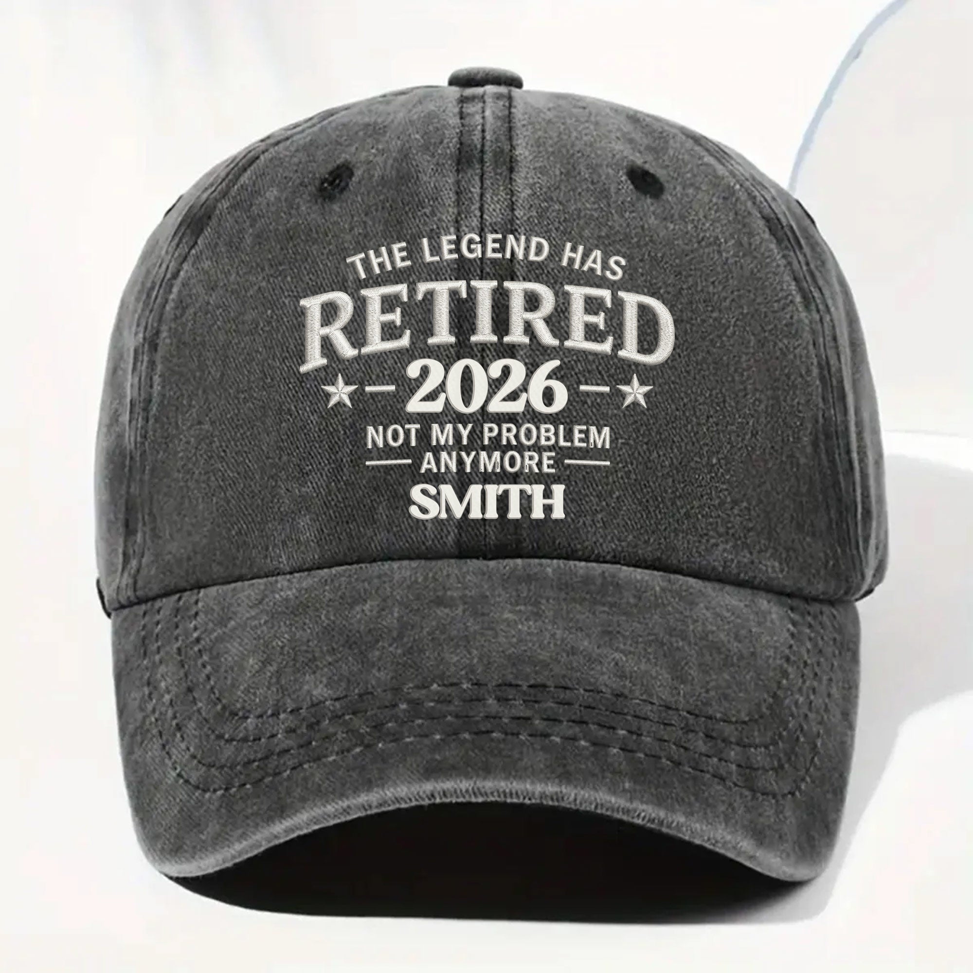 Personalized Washed Cotton Denim Cap Custom Name Gift for Retirement