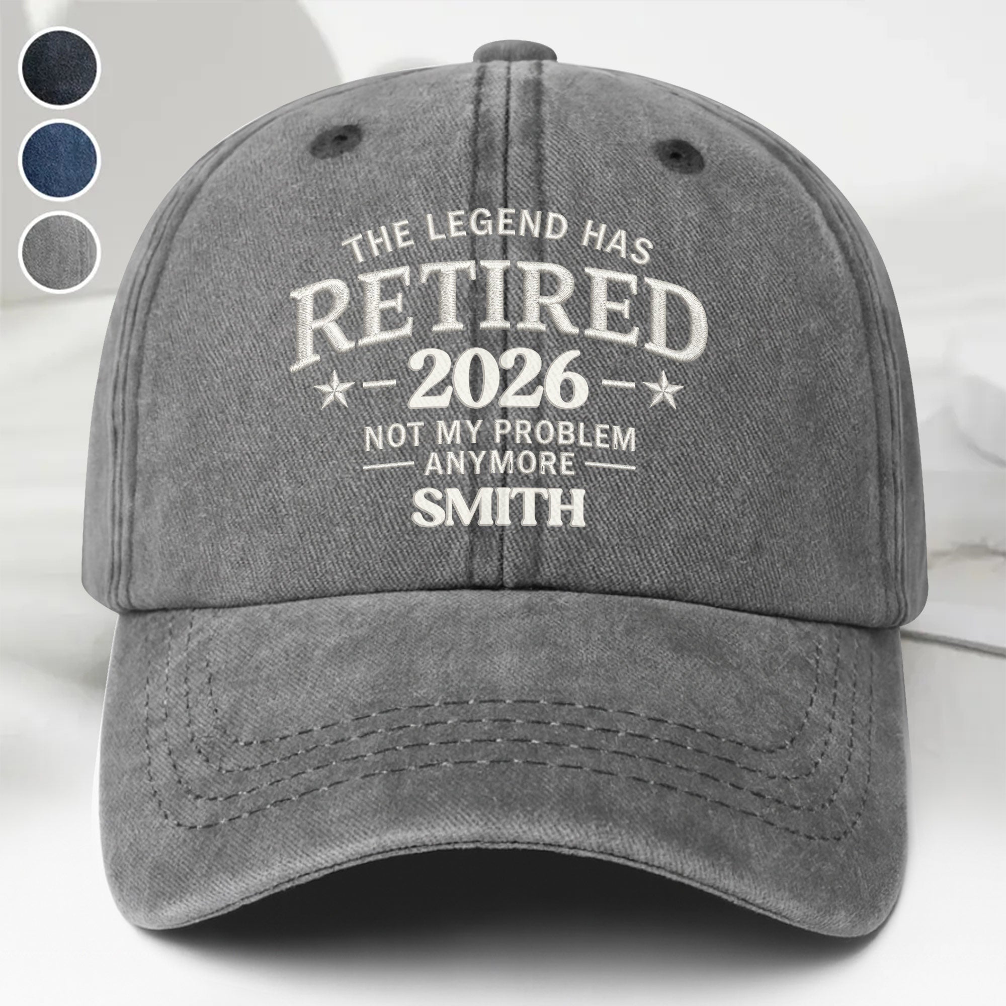 Personalized Washed Cotton Denim Cap Custom Name Gift for Retirement
