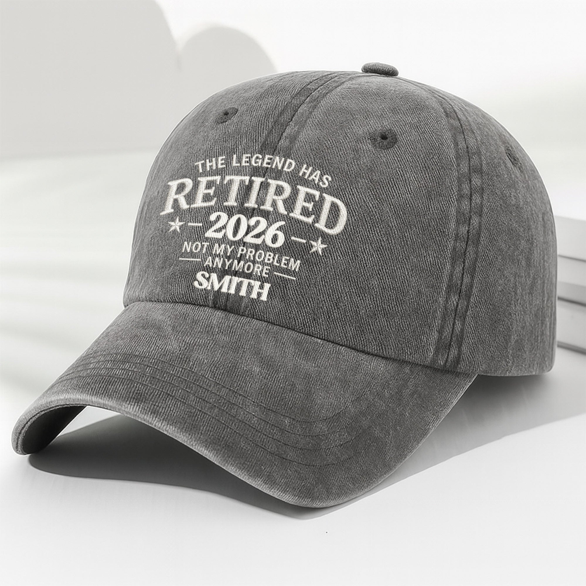 Personalized Washed Cotton Denim Cap Custom Name Gift for Retirement