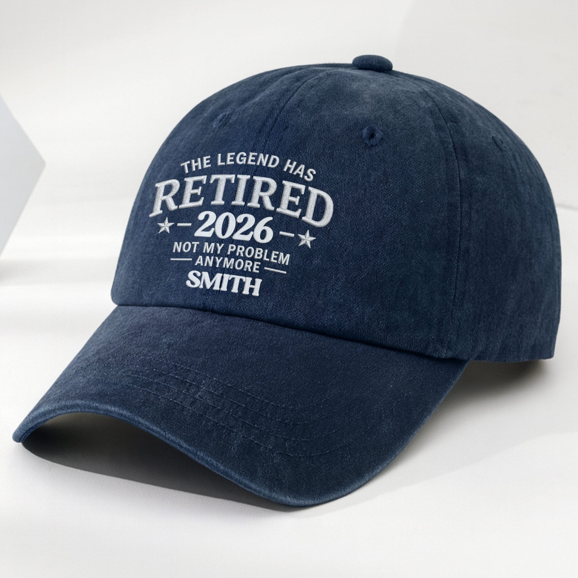 Personalized Washed Cotton Denim Cap Custom Name Gift for Retirement
