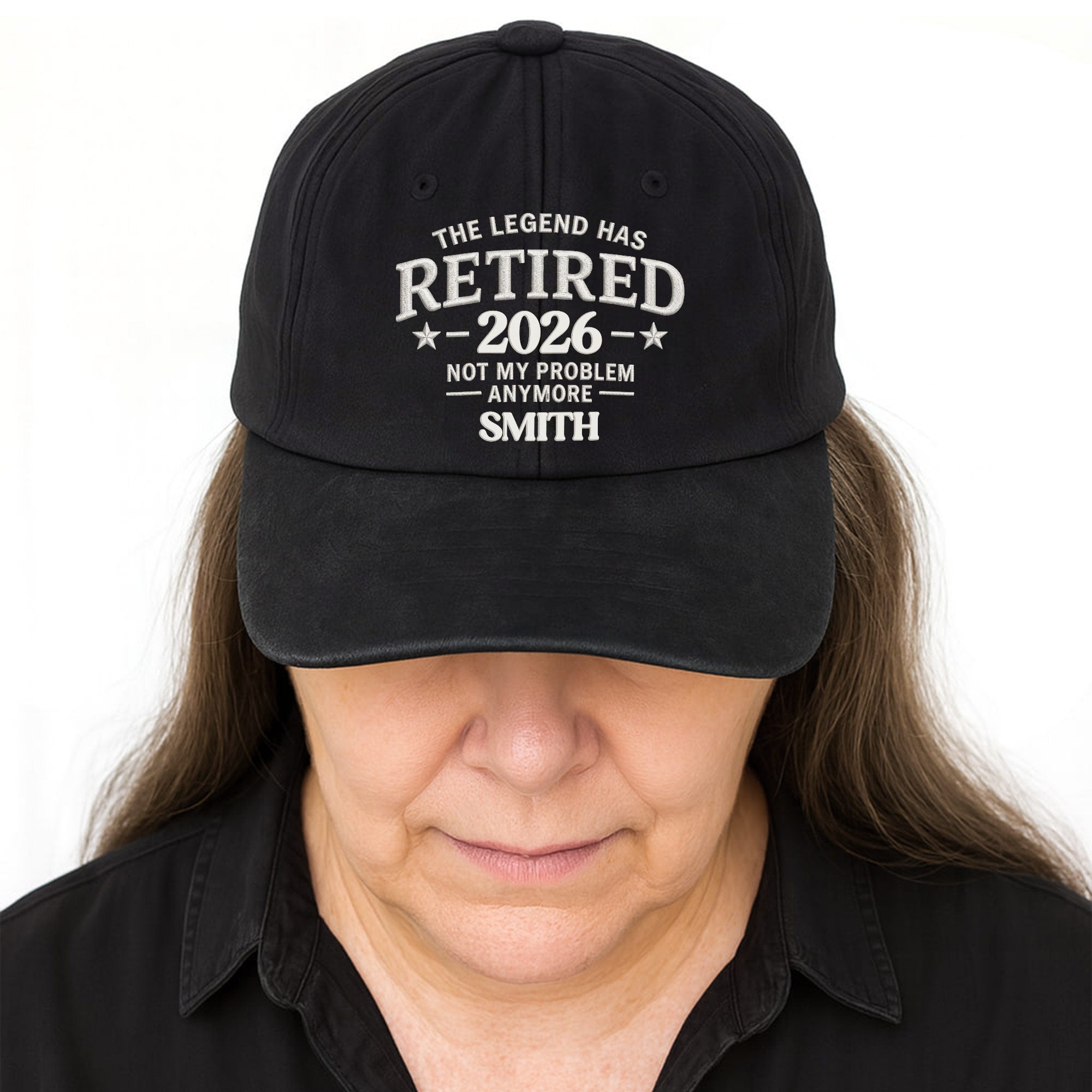 Personalized Washed Cotton Denim Cap Custom Name Gift for Retirement