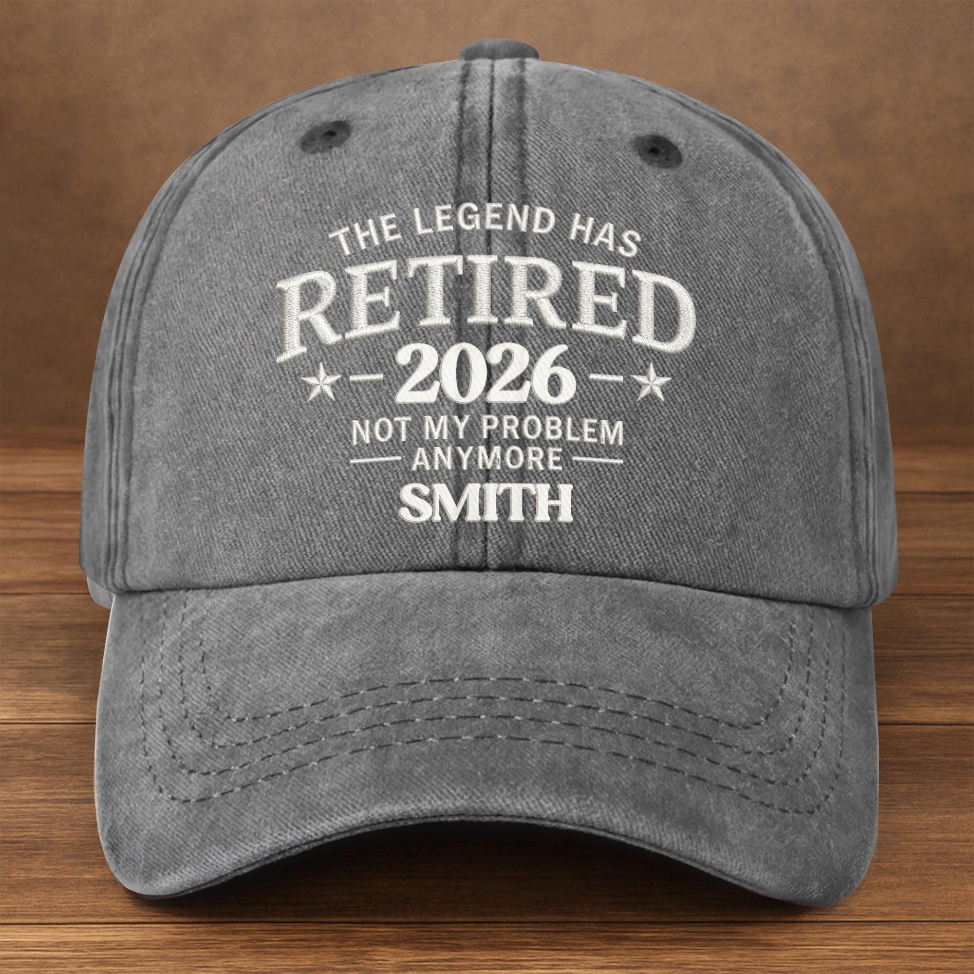 Personalized Washed Cotton Denim Cap Custom Name Gift for Retirement