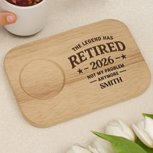 Load image into Gallery viewer, Personalized Engraved Serving Board with Cup Holder Retirement Gift for Him
