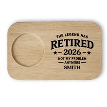 Load image into Gallery viewer, Personalized Engraved Serving Board with Cup Holder Retirement Gift for Him
