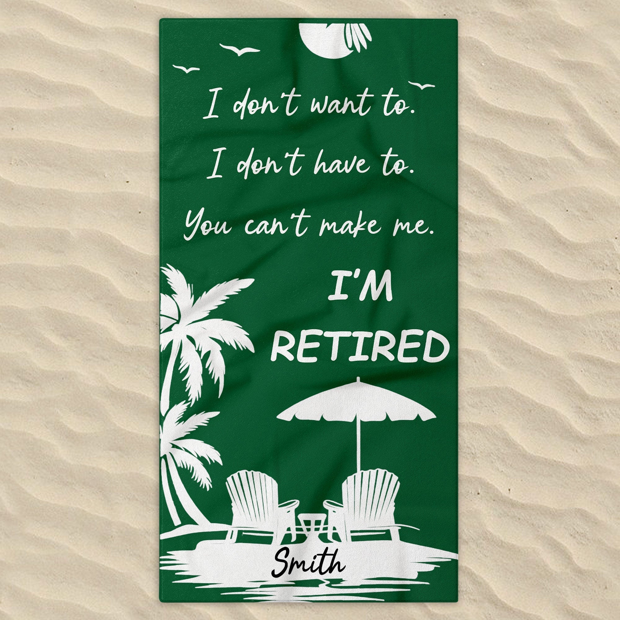 Personalized Microfiber Beach Towel Custom Name Gift for Retirees
