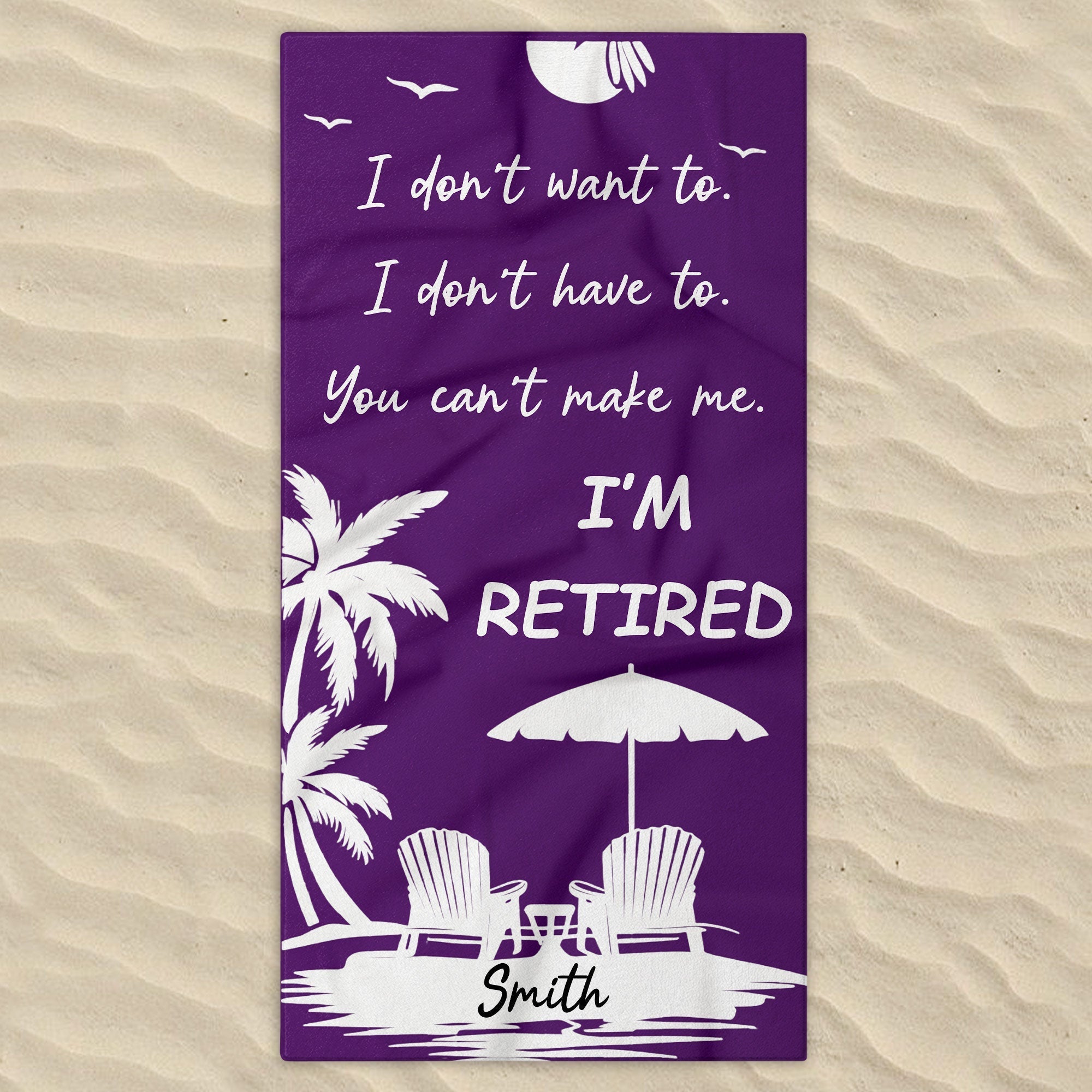 Personalized Microfiber Beach Towel Custom Name Gift for Retirees