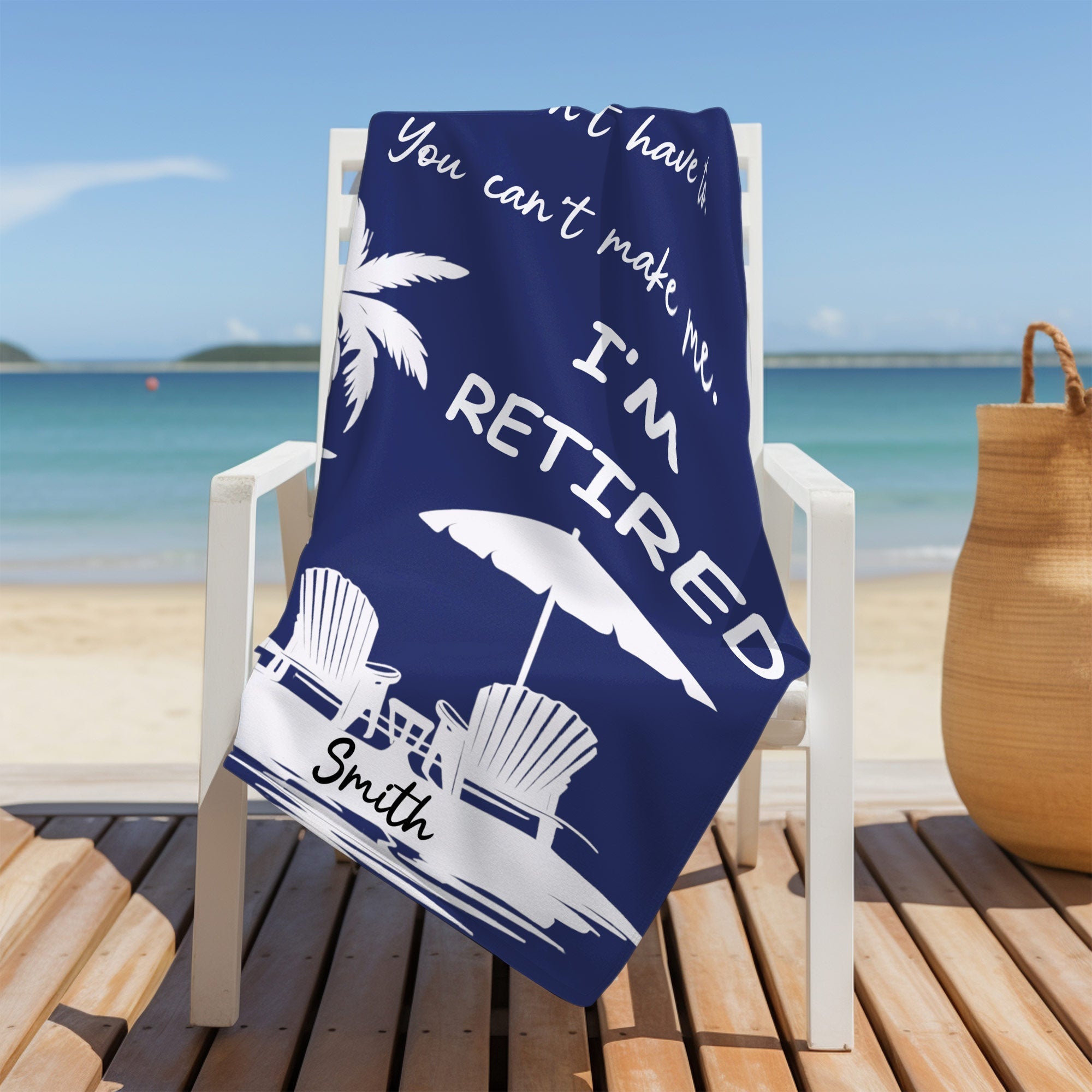 Personalized Microfiber Beach Towel Custom Name Gift for Retirees