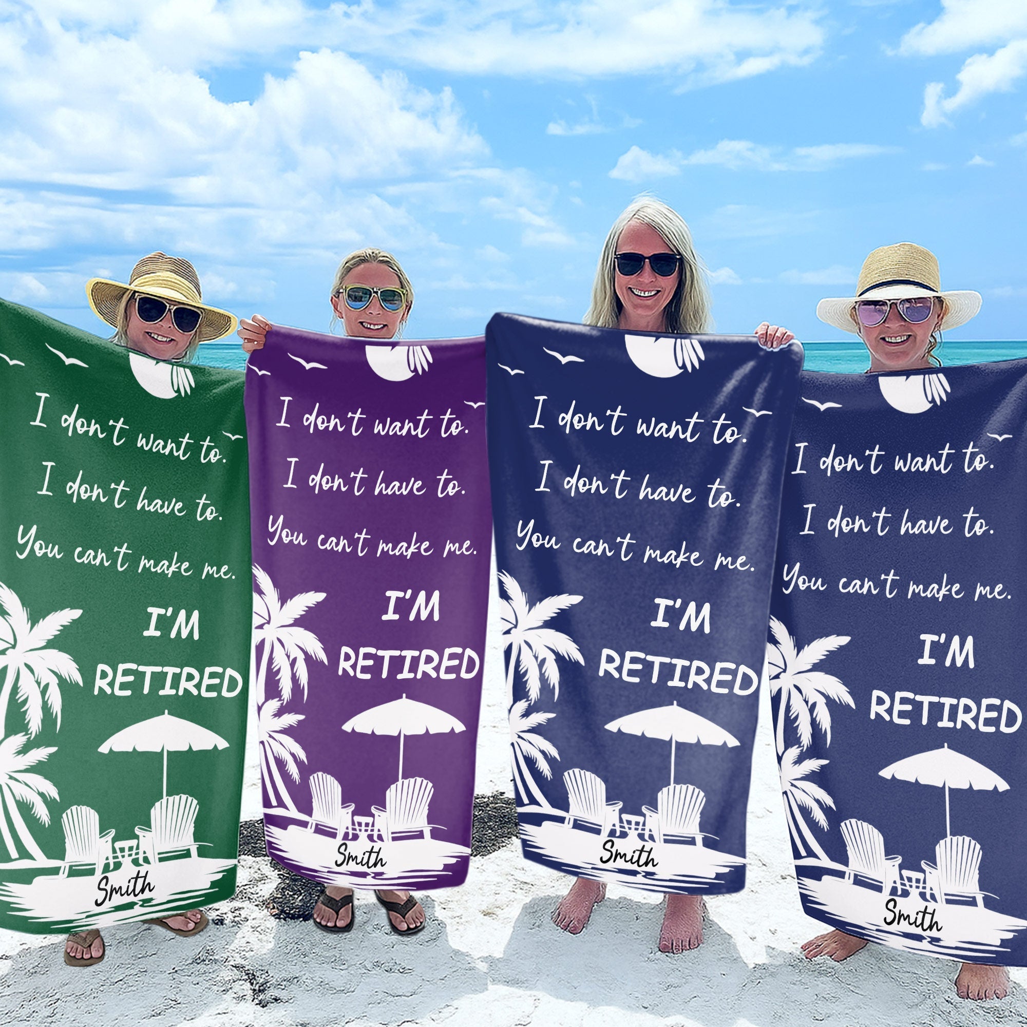 Personalized Microfiber Beach Towel Custom Name Gift for Retirees