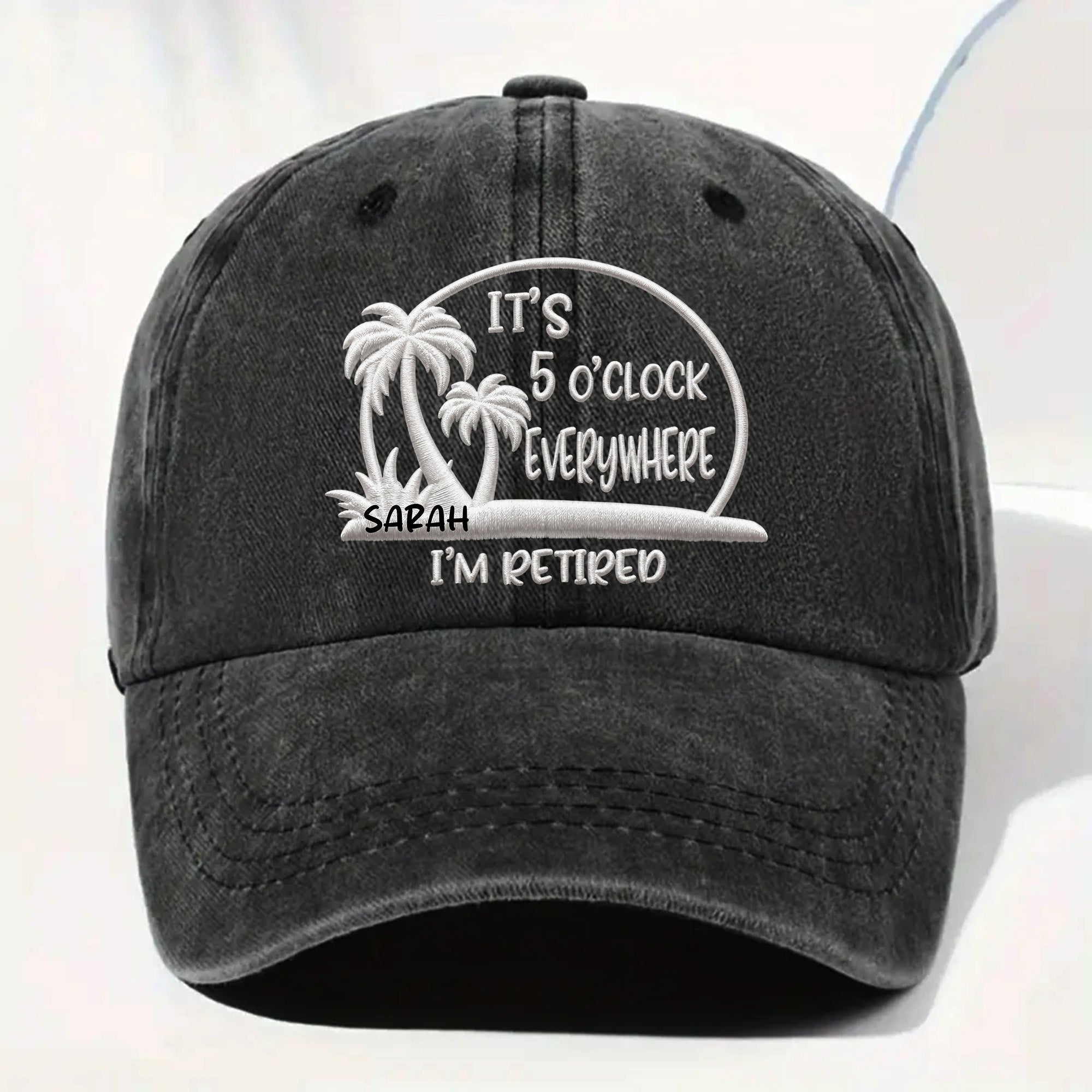 Personalized Washed Denim Cap Custom Name Gift for Retirees
