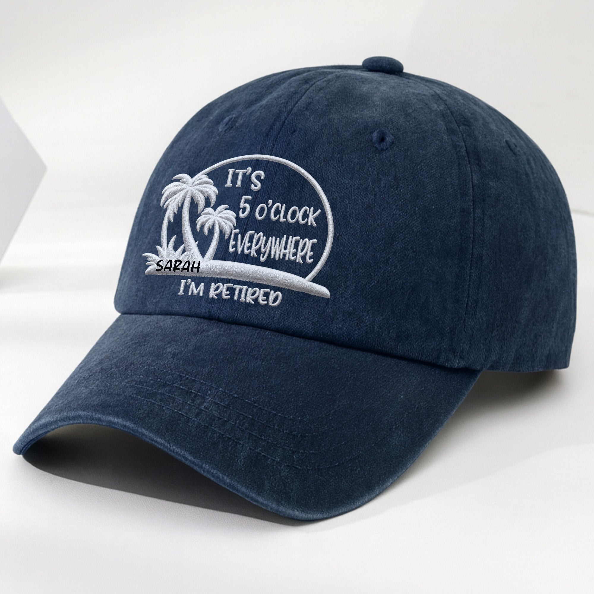 Personalized Washed Denim Cap Custom Name Gift for Retirees