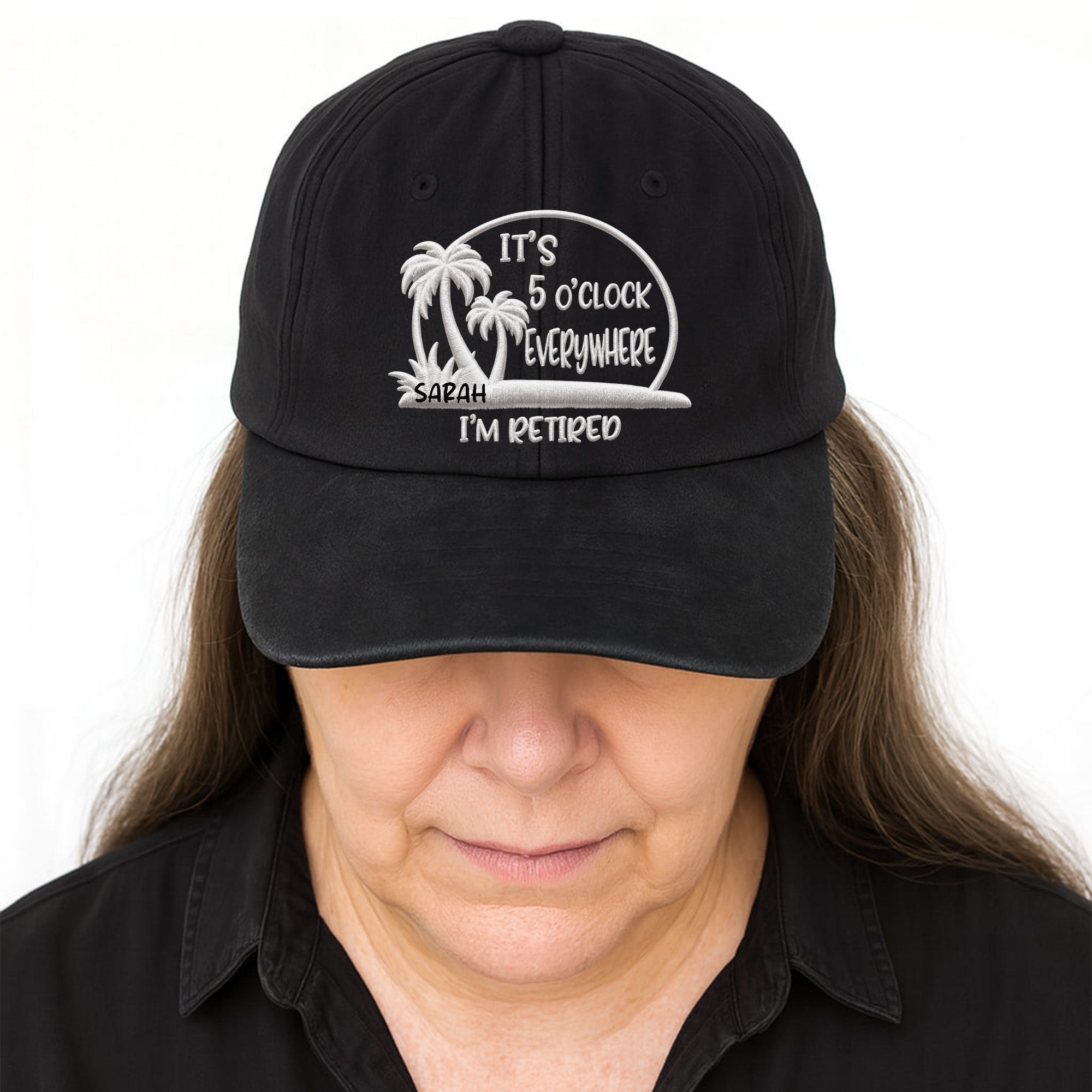 Personalized Washed Denim Cap Custom Name Gift for Retirees