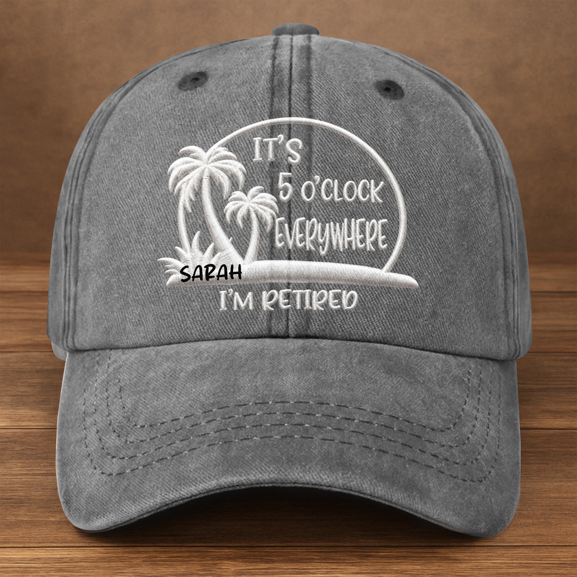 Personalized Washed Denim Cap Custom Name Gift for Retirees