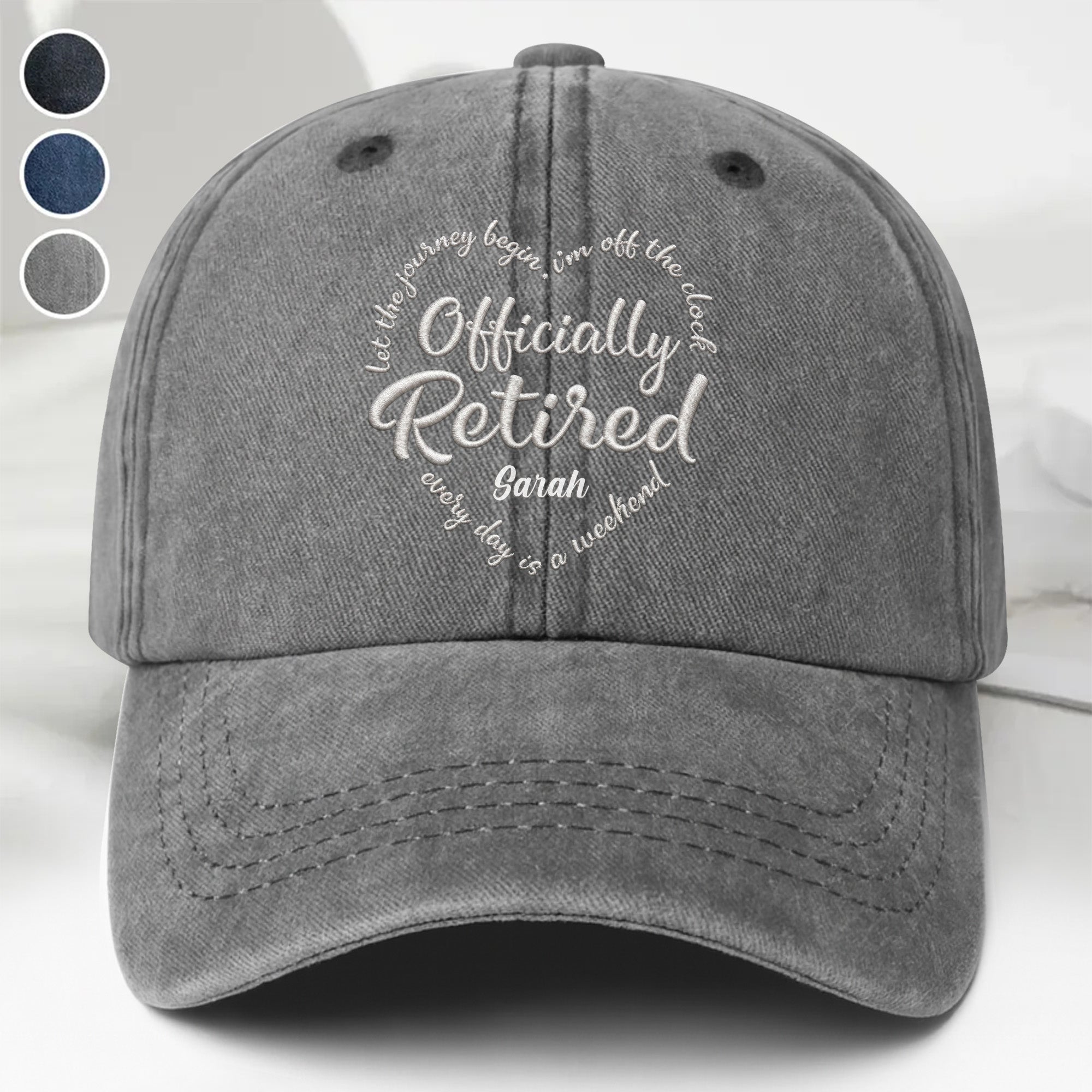 Personalized Denim Cap Custom Heart Typography Gift for Retirement
