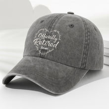 Load image into Gallery viewer, Personalized Denim Cap Custom Heart Typography Gift for Retirement
