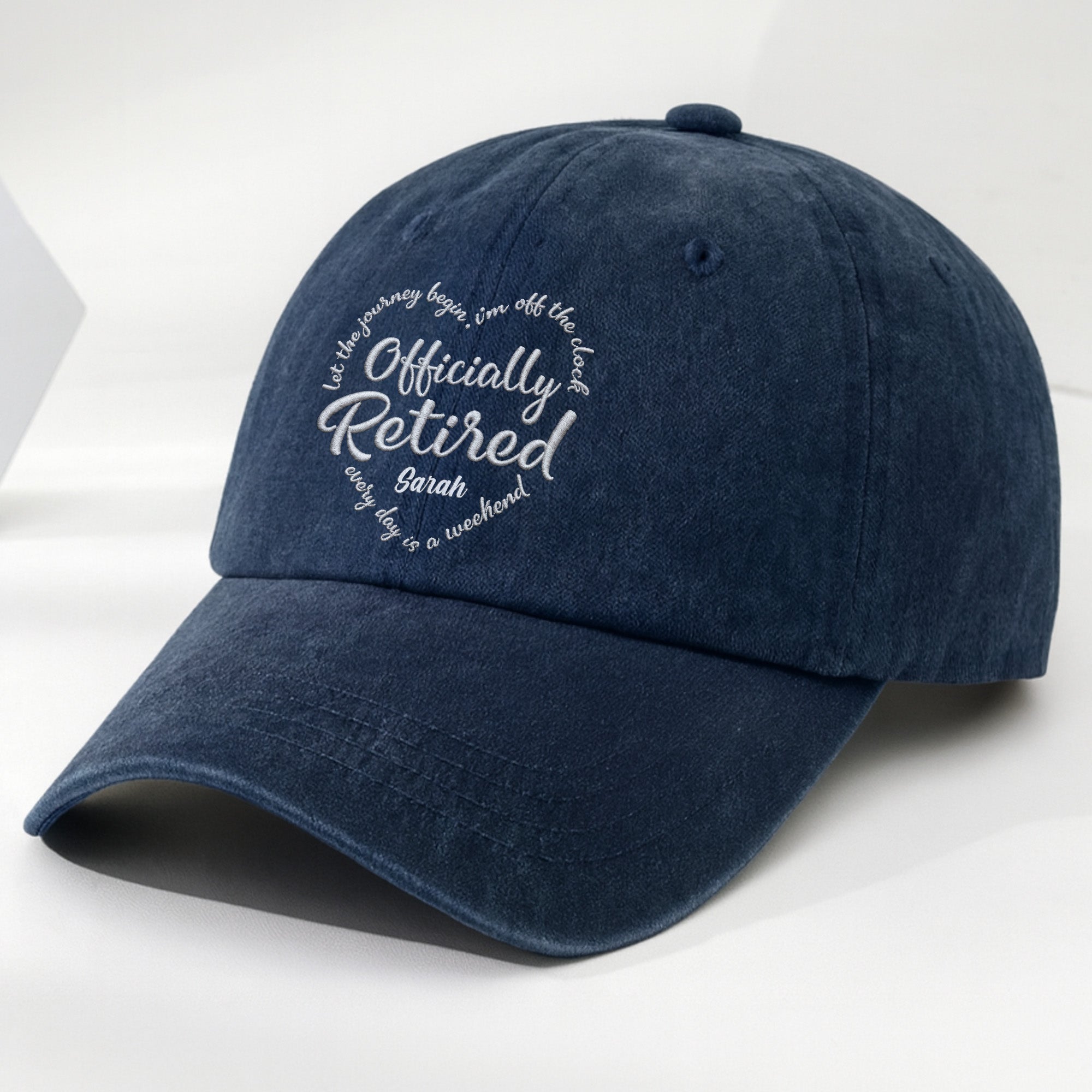 Personalized Denim Cap Custom Heart Typography Gift for Retirement
